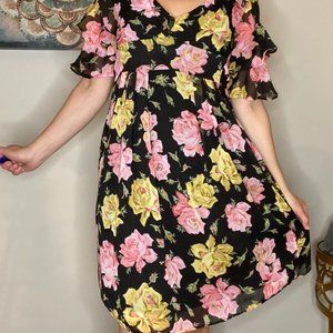 Betsey Johnson Black Floral Dress